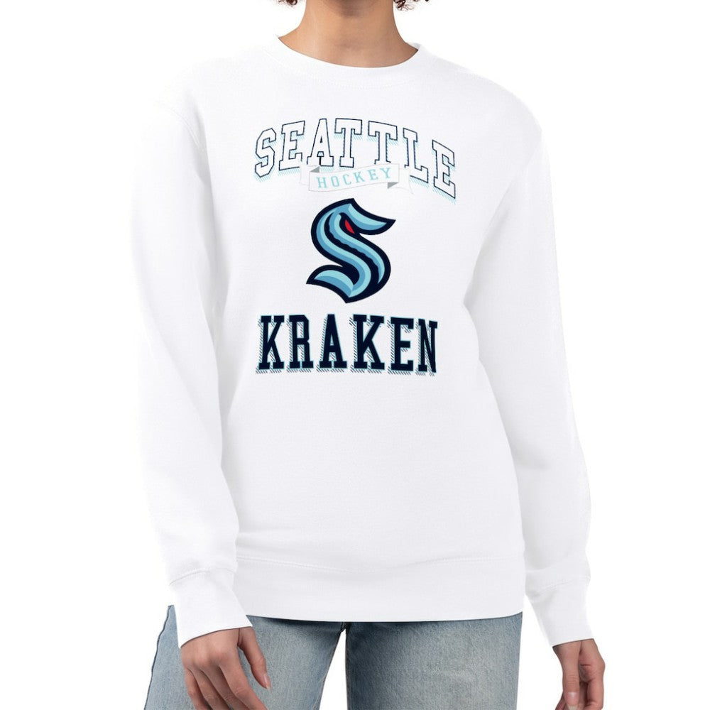 Seattle Kraken G-III 4Her by Carl Banks Women's Team Logo Tri-Blend Fleece Pullover Sweatshirt - White - NHL