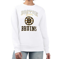 Boston Bruins G-III 4Her by Carl Banks Women's Team Logo Tri-Blend Fleece Pullover Sweatshirt - White - NHL