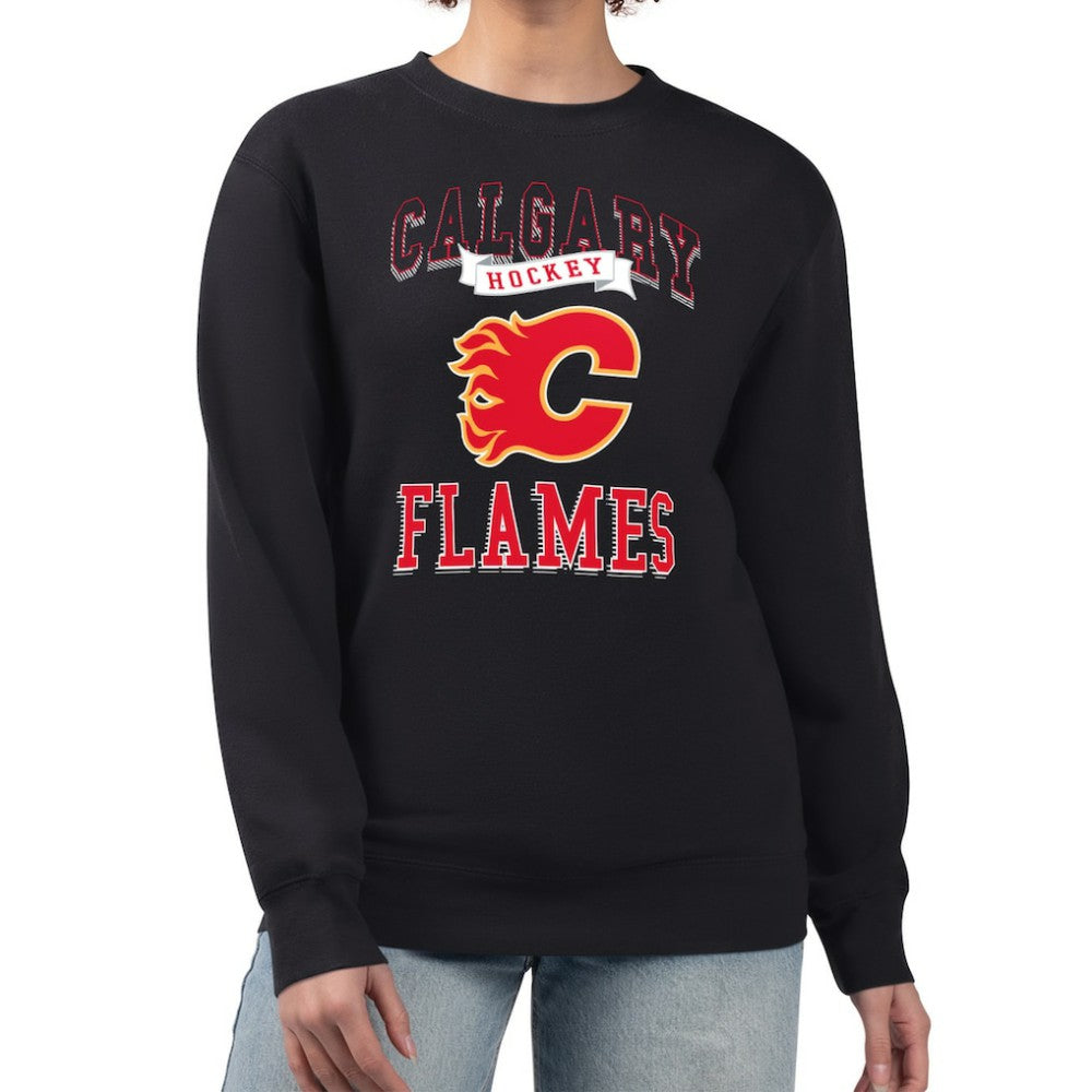 Calgary Flames G-III 4Her by Carl Banks Women's Team Logo Tri-Blend Fleece Pullover Sweatshirt - Black - NHL