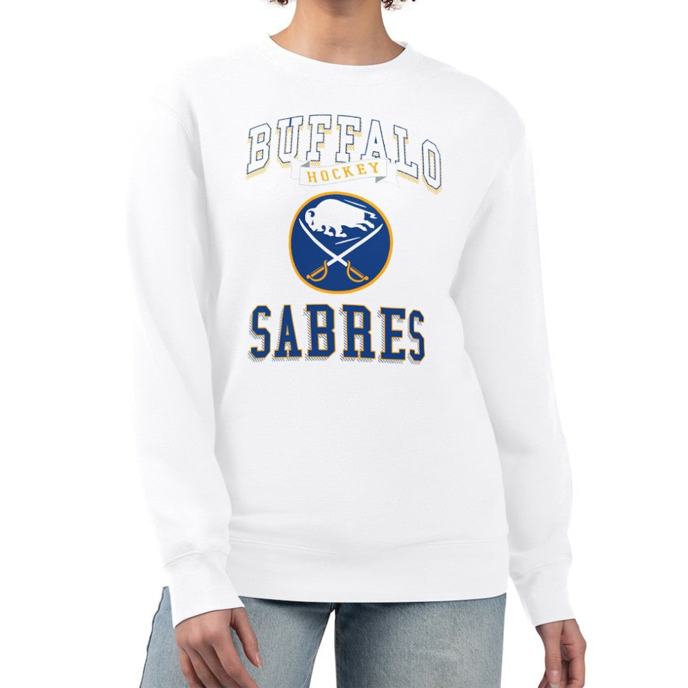 Buffalo Sabres G-III 4Her by Carl Banks Women's Team Logo Tri-Blend Fleece Pullover Sweatshirt - White - NHL