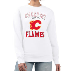 Calgary Flames G-III 4Her by Carl Banks Women's Team Logo Tri-Blend Fleece Pullover Sweatshirt - White - NHL