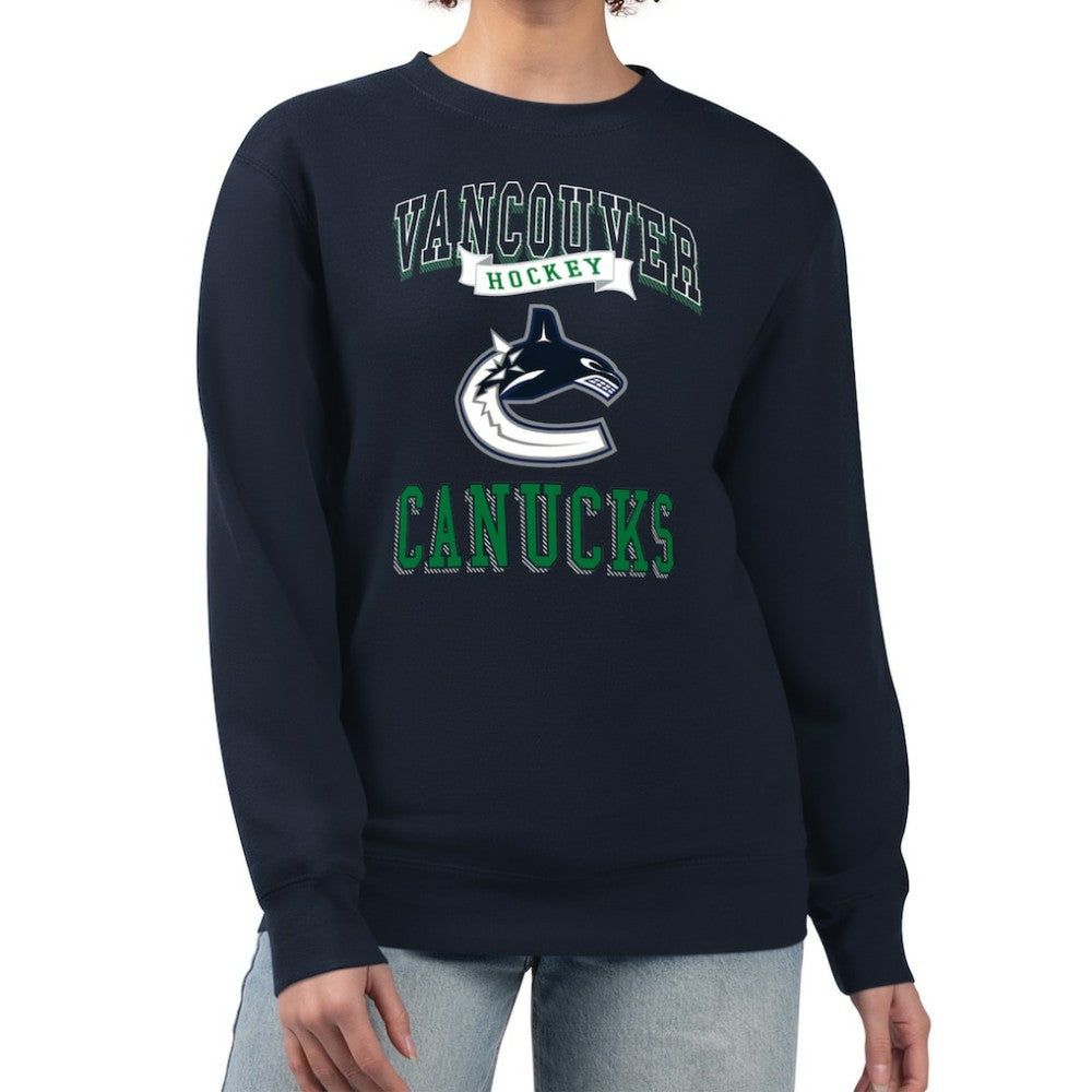 Vancouver Canucks G-III 4Her by Carl Banks Women's Team Logo Tri-Blend Fleece Pullover Sweatshirt - Navy - NHL