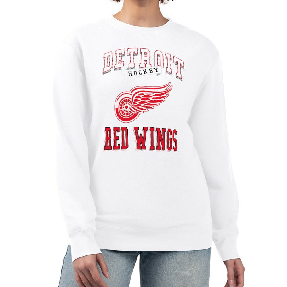 Detroit Red Wings G-III 4Her by Carl Banks Women's Team Logo Tri-Blend Fleece Pullover Sweatshirt - White - NHL