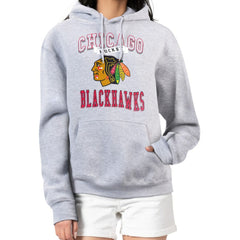 Chicago Blackhawks G-III 4Her by Carl Banks Women's Team Logo Tri-Blend Fleece Pullover Hoodie - Heather Gray - NHL