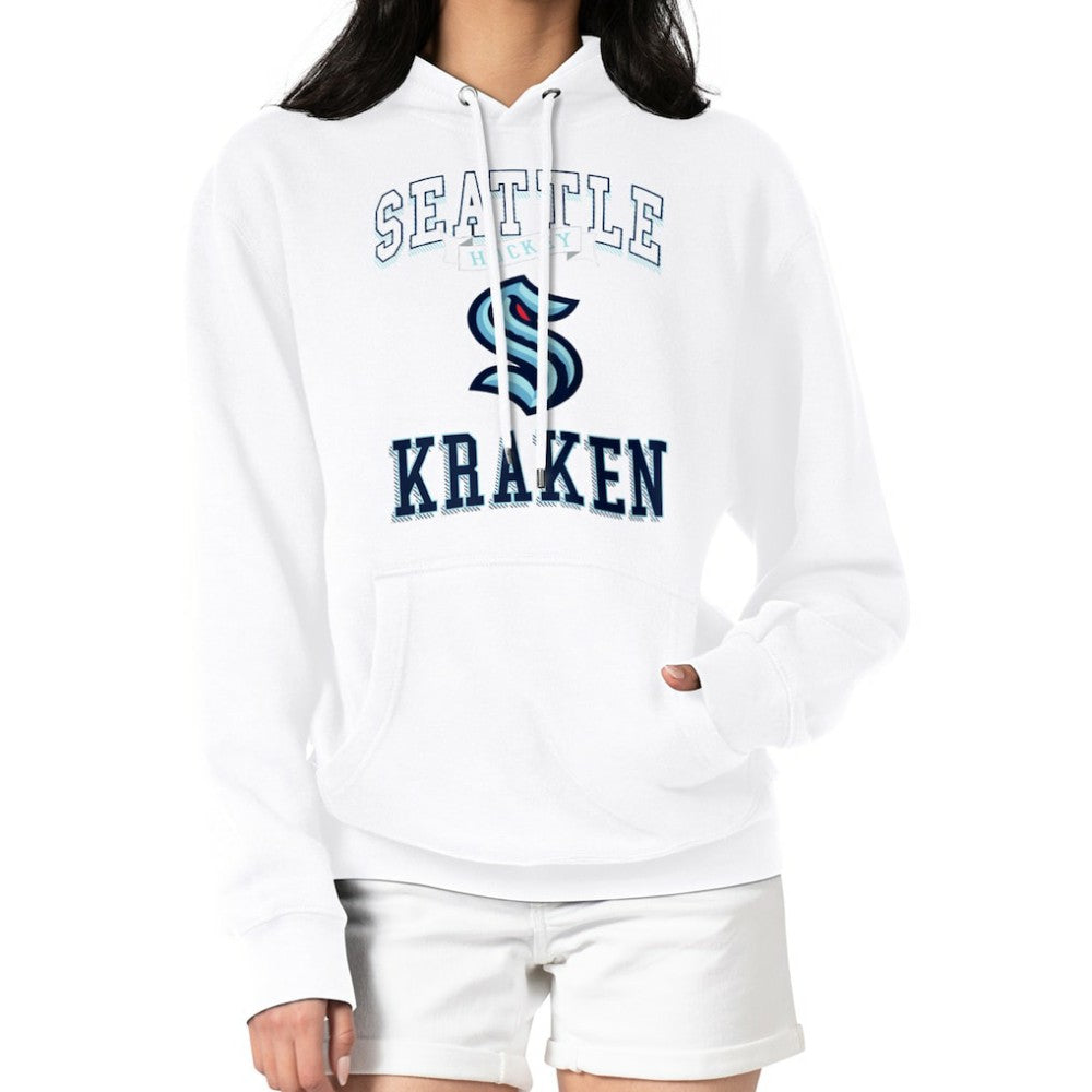 Seattle Kraken G-III 4Her by Carl Banks Women's Team Logo Tri-Blend Fleece Pullover Hoodie - White - NHL