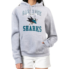 San Jose Sharks G-III 4Her by Carl Banks Women's Team Logo Tri-Blend Fleece Pullover Hoodie - Heather Gray - NHL