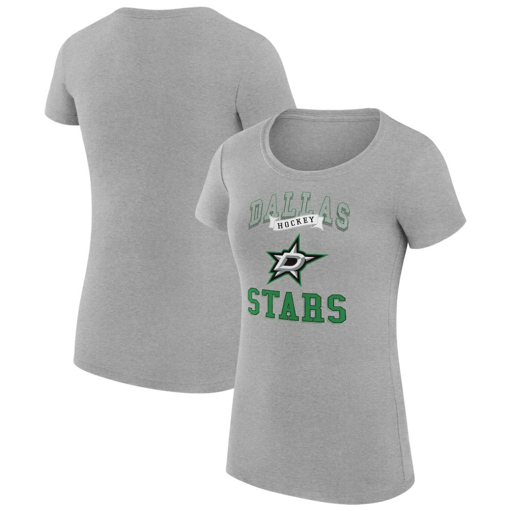 Dallas Stars G-III 4Her by Carl Banks Women's Super-Slim Fit Lightweight Team Logo Graphic T-Shirt - Heather Gray - NHL