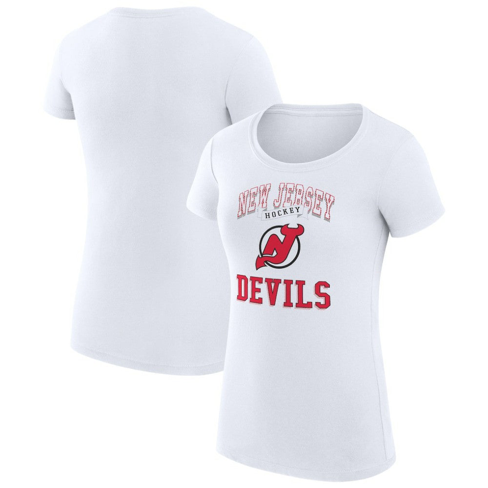 New Jersey Devils G-III 4Her by Carl Banks Women's Super-Slim Fit Lightweight Team Logo Graphic T-Shirt - White - NHL