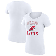 New Jersey Devils G-III 4Her by Carl Banks Women's Super-Slim Fit Lightweight Team Logo Graphic T-Shirt - White - NHL