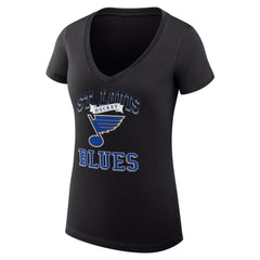 St. Louis Blues G-III 4Her by Carl Banks Women's Super-Slim Fit Lightweight Team Logo Graphic V-Neck T-Shirt - Black - NHL