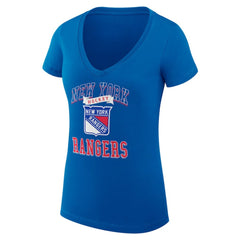 New York Rangers G-III 4Her by Carl Banks Women's Super-Slim Fit Lightweight Team Logo Graphic V-Neck T-Shirt - Blue - NHL