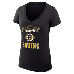 Boston Bruins G-III 4Her by Carl Banks Women's Super-Slim Fit Lightweight Team Logo Graphic V-Neck T-Shirt - Black - NHL