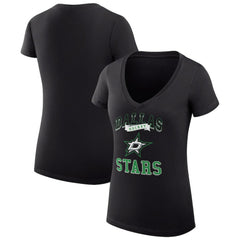Dallas Stars G-III 4Her by Carl Banks Women's Super-Slim Fit Lightweight Team Logo Graphic V-Neck T-Shirt - Black - NHL