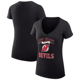 New Jersey Devils G-III 4Her by Carl Banks Women's Super-Slim Fit Lightweight Team Logo Graphic V-Neck T-Shirt - Black - NHL
