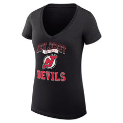 New Jersey Devils G-III 4Her by Carl Banks Women's Super-Slim Fit Lightweight Team Logo Graphic V-Neck T-Shirt - Black - NHL