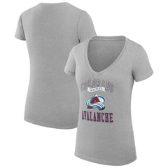 Colorado Avalanche G-III 4Her by Carl Banks Women's Super-Slim Fit Lightweight Team Logo Graphic V-Neck T-Shirt - Heather Gray - NHL