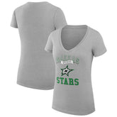 Dallas Stars G-III 4Her by Carl Banks Women's Super-Slim Fit Lightweight Team Logo Graphic V-Neck T-Shirt - Heather Gray - NHL