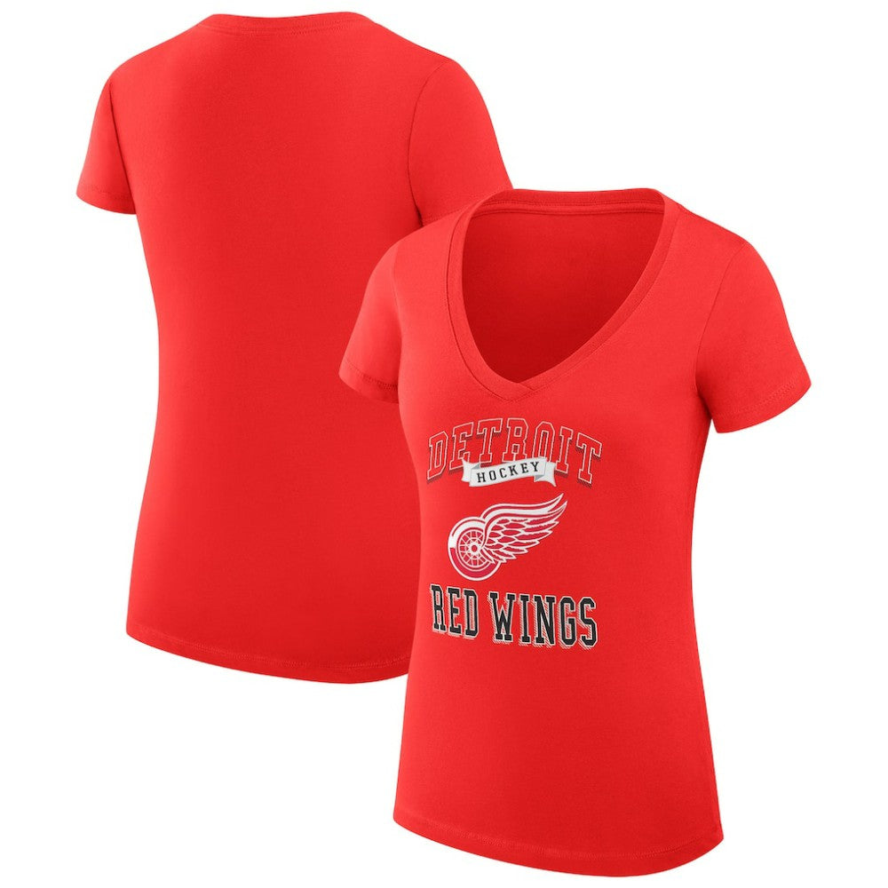 Detroit Red Wings G-III 4Her by Carl Banks Women's Super-Slim Fit Lightweight Team Logo Graphic V-Neck T-Shirt - Red - NHL