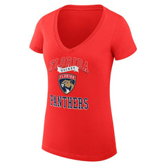 Florida Panthers G-III 4Her by Carl Banks Women's Super-Slim Fit Lightweight Team Logo Graphic V-Neck T-Shirt - Red - NHL