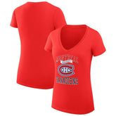 Montreal Canadiens G-III 4Her by Carl Banks Women's Super-Slim Fit Lightweight Team Logo Graphic V-Neck T-Shirt - Red - NHL
