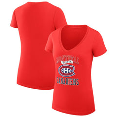 Montreal Canadiens G-III 4Her by Carl Banks Women's Super-Slim Fit Lightweight Team Logo Graphic V-Neck T-Shirt - Red - NHL