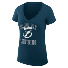 Tampa Bay Lightning G-III 4Her by Carl Banks Women's Super-Slim Fit Lightweight Team Logo Graphic V-Neck T-Shirt - Navy - NHL