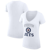 Winnipeg Jets G-III 4Her by Carl Banks Women's Super-Slim Fit Lightweight Team Logo Graphic V-Neck T-Shirt - White - NHL