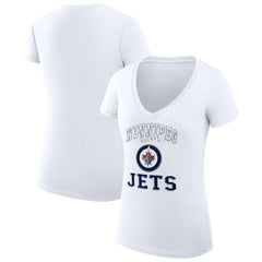 Winnipeg Jets G-III 4Her by Carl Banks Women's Super-Slim Fit Lightweight Team Logo Graphic V-Neck T-Shirt - White - NHL