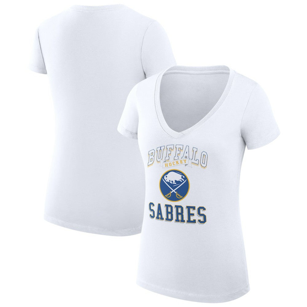Buffalo Sabres G-III 4Her by Carl Banks Women's Super-Slim Fit Lightweight Team Logo Graphic V-Neck T-Shirt - White - NHL
