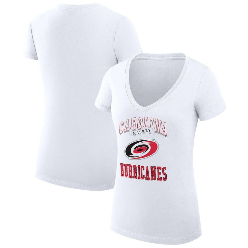 Carolina Hurricanes G-III 4Her by Carl Banks Women's Super-Slim Fit Lightweight Team Logo Graphic V-Neck T-Shirt - White - NHL