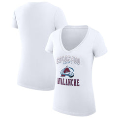 Colorado Avalanche G-III 4Her by Carl Banks Women's Super-Slim Fit Lightweight Team Logo Graphic V-Neck T-Shirt - White - NHL
