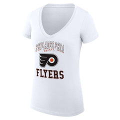 Philadelphia Flyers G-III 4Her by Carl Banks Women's Super-Slim Fit Lightweight Team Logo Graphic V-Neck T-Shirt - White - NHL