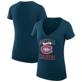 Montreal Canadiens G-III 4Her by Carl Banks Women's Super-Slim Fit Lightweight Team Logo Graphic V-Neck T-Shirt - Navy - NHL