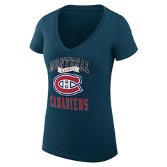Montreal Canadiens G-III 4Her by Carl Banks Women's Super-Slim Fit Lightweight Team Logo Graphic V-Neck T-Shirt - Navy - NHL