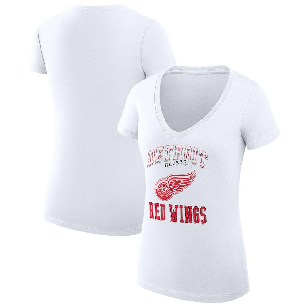 Detroit Red Wings G-III 4Her by Carl Banks Women's Super-Slim Fit Lightweight Team Logo Graphic V-Neck T-Shirt - White - NHL
