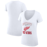 Detroit Red Wings G-III 4Her by Carl Banks Women's Super-Slim Fit Lightweight Team Logo Graphic V-Neck T-Shirt - White - NHL