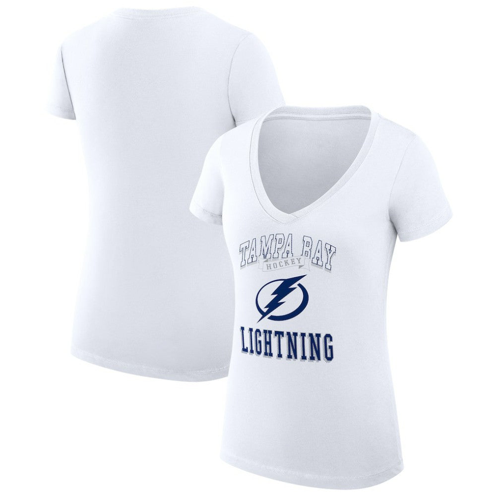 Tampa Bay Lightning G-III 4Her by Carl Banks Women's Super-Slim Fit Lightweight Team Logo Graphic V-Neck T-Shirt - White - NHL
