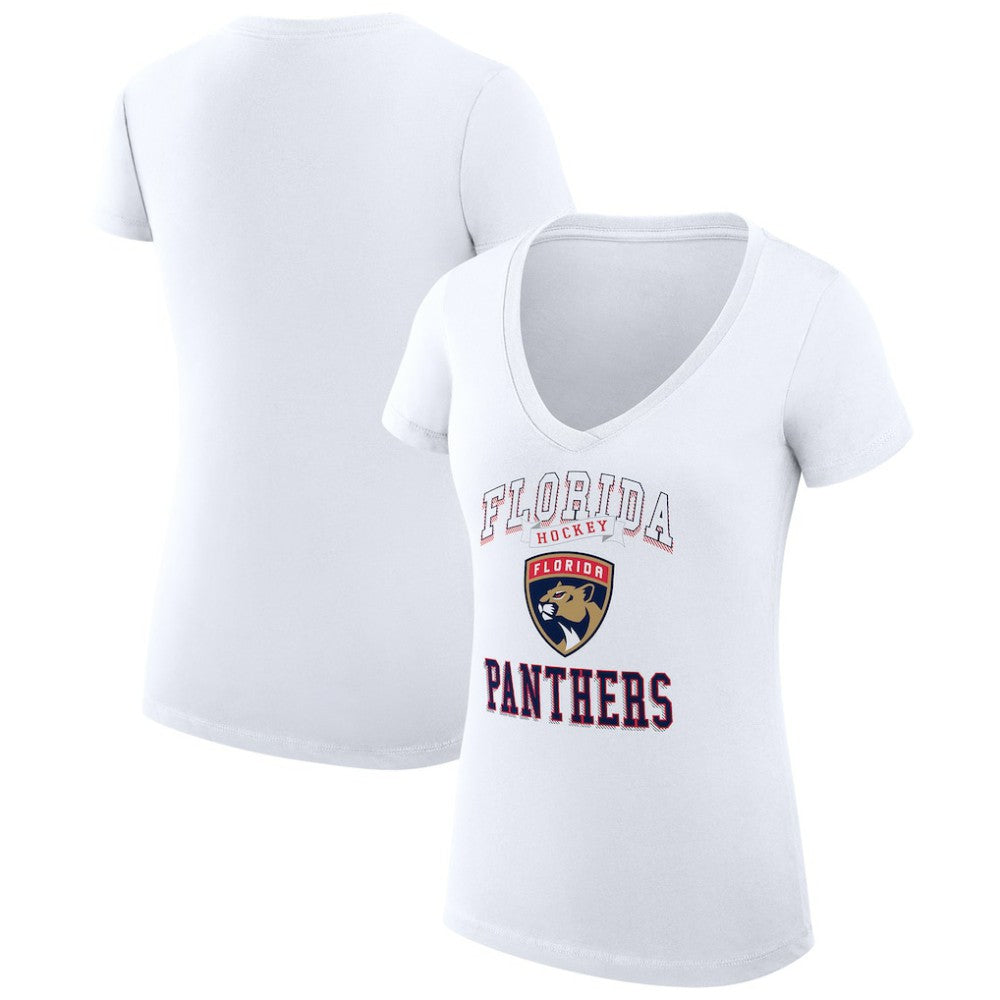 Florida Panthers G-III 4Her by Carl Banks Women's Super-Slim Fit Lightweight Team Logo Graphic V-Neck T-Shirt - White - NHL