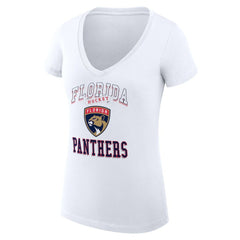 Florida Panthers G-III 4Her by Carl Banks Women's Super-Slim Fit Lightweight Team Logo Graphic V-Neck T-Shirt - White - NHL
