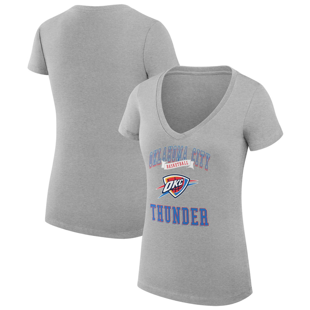 Oklahoma City Thunder G-III 4Her by Carl Banks Women's Super-Slim Fit Lightweight Team Logo V-Neck T-Shirt Heather Gray - NBA