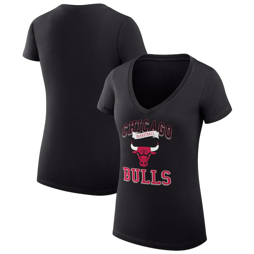Chicago Bulls G-III 4Her by Carl Banks Women's Super-Slim Fit Lightweight Team Logo V-Neck T-Shirt Black - NBA