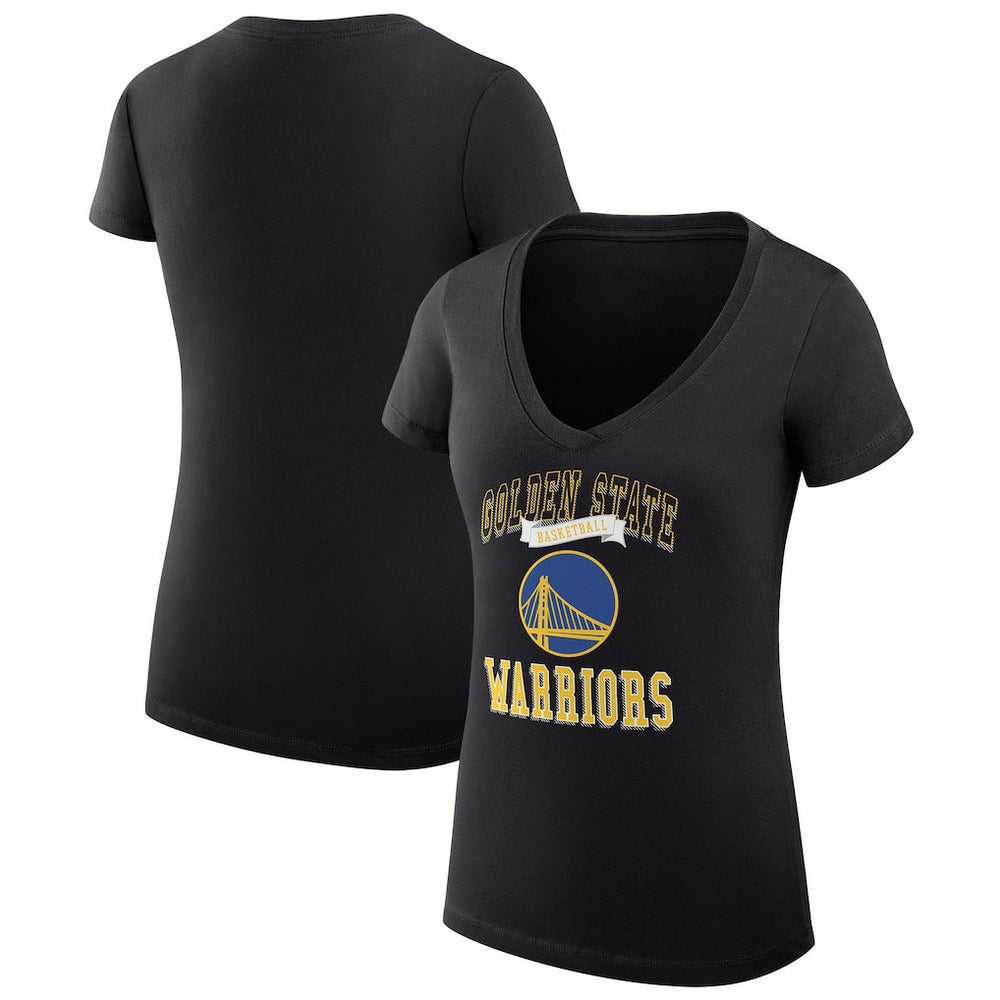 Golden State Warriors G-III 4Her by Carl Banks Women's Super-Slim Fit Lightweight Team Logo V-Neck T-Shirt Black - NBA