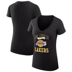 Los Angeles Lakers G-III 4Her by Carl Banks Women's Super-Slim Fit Lightweight Team Logo V-Neck T-Shirt Black - NBA