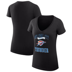 Oklahoma City Thunder G-III 4Her by Carl Banks Women's Super-Slim Fit Lightweight Team Logo V-Neck T-Shirt Black - NBA
