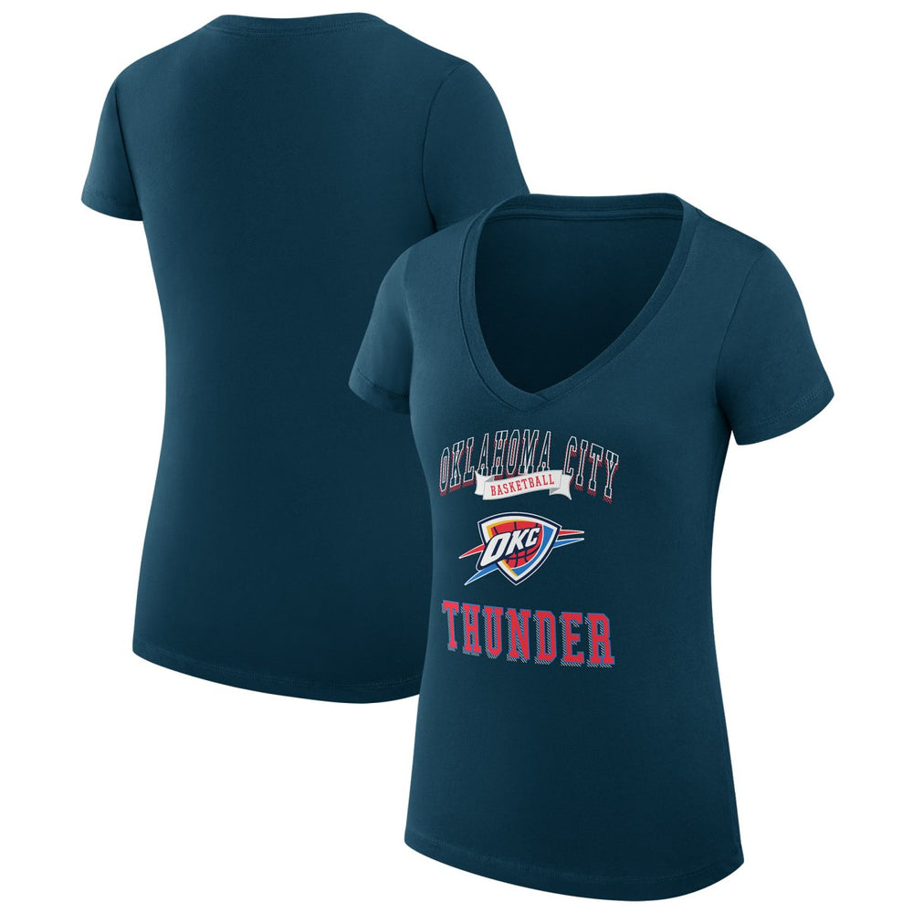 Oklahoma City Thunder G-III 4Her by Carl Banks Women's Super-Slim Fit Lightweight Team Logo V-Neck T-Shirt Navy - NBA