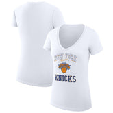 New York Knicks G-III 4Her by Carl Banks Women's Super-Slim Fit Lightweight Team Logo V-Neck T-Shirt White - NBA