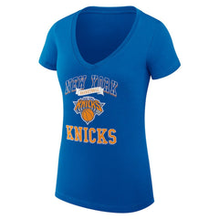 New York Knicks G-III 4Her by Carl Banks Women's Super-Slim Fit Lightweight Team Logo V-Neck T-Shirt Blue - NBA