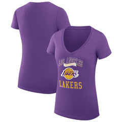 Los Angeles Lakers G-III 4Her by Carl Banks Women's Super-Slim Fit Lightweight Team Logo V-Neck T-Shirt Purple - NBA