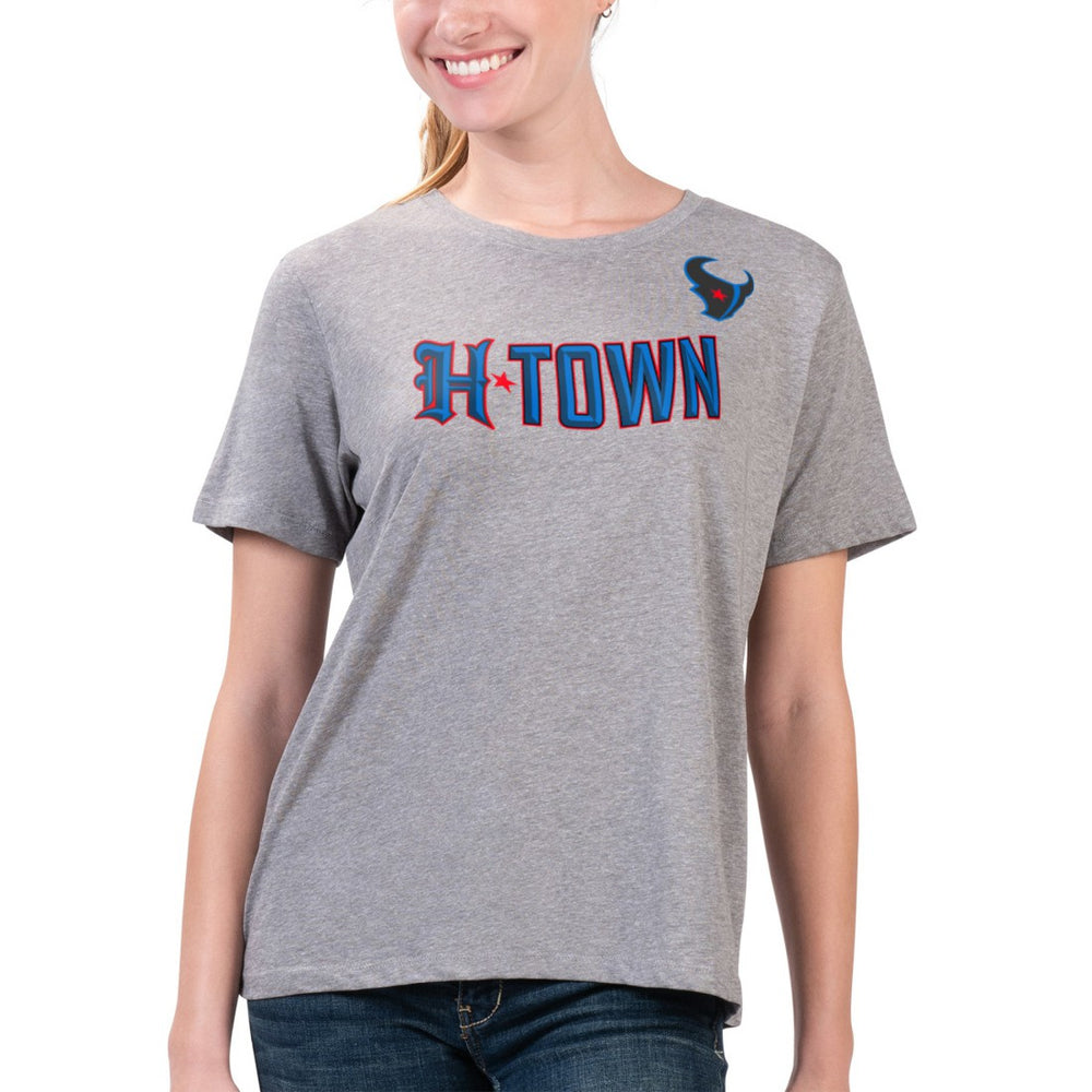 Houston Texans G-III 4Her by Carl Banks Women's Super-Slim Fit Lightweight H-Town T-Shirt Heather Gray | NFL