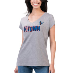 Houston Texans G-III 4Her by Carl Banks Women's Super-Slim Fit Lightweight H-Town V-Neck T-Shirt Heather Gray | NFL